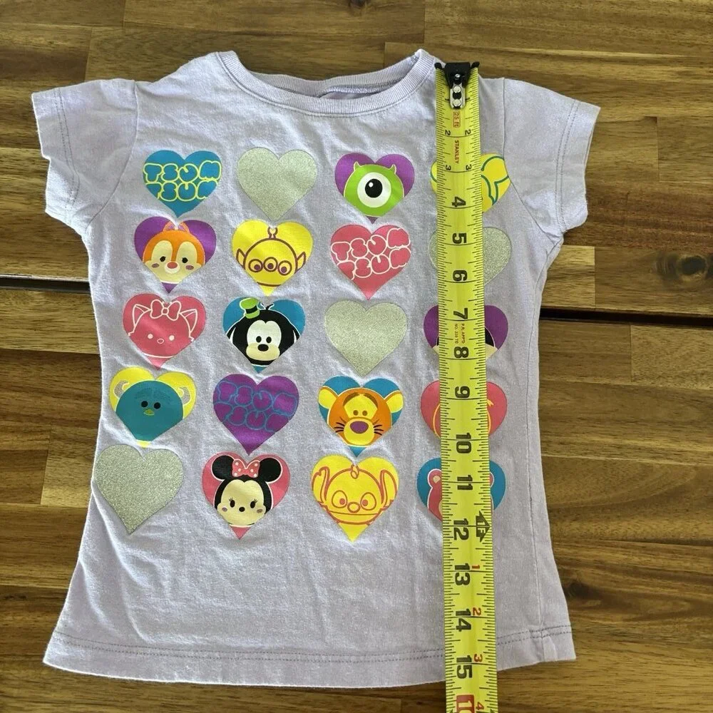 DISNEY Tsum Tsum Short Sleeve Toddler Shirt Size‎ 4 Purple Hearts Vacation Parks